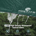 Camping Tarp with Poles & Retainer,15x12.5FT Large Waterproof 210D Oxford Cloth Camping Canopy, UV Blocking Rate 99.99% Tent Tarp Car Awning for Outdoor, Picnic, Hammock, Car, Backpacking(Green-Black)