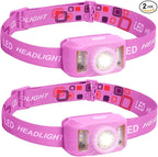 Rechargeable Headlamp Flashlight,12000 Lumens Super Bright LED Head Torches,Sensor Control, 6 Light Settings, IPX5 Waterproof & Lightweight, Ideal for Camping, Running & Hiking Outdoor (2, Pink)