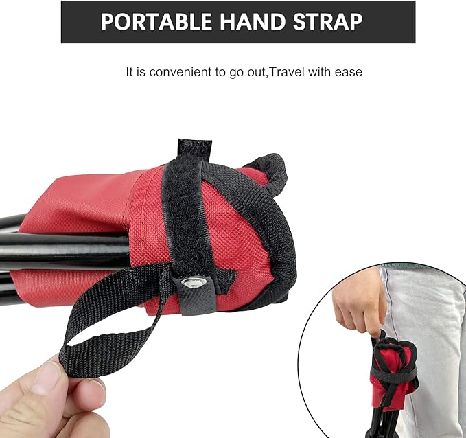 Folding Camping Stool Portable Outdoor Chair Use Height 12.5in Fishing Chair Seat for Camping Hiking Golf Hunting Hiking Outdoor Gardening and Travel Beach Maximum Weight Capacity 300 lbs (Red)