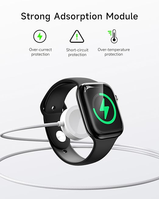 ZEEHOO Multi Charging Cable, 100W Dual USB C Charger Cable, for Apple Watch Charger, 3 in 1 Fast Charging Cable, iPhone 17/16/15 Pro, iPad, MacBook, AirPods, Nylon Braided Travel Cable