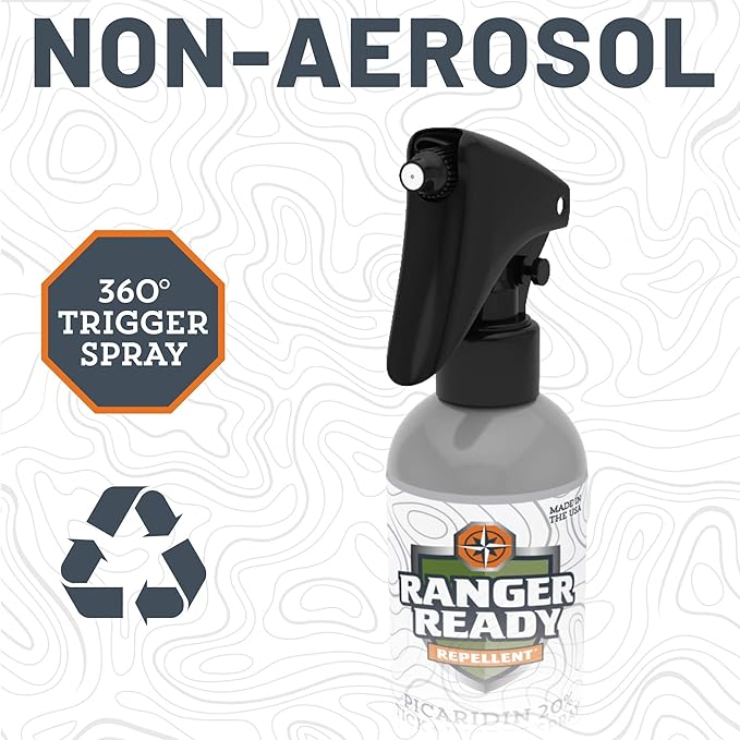 Ranger Ready Repellents Picaridin Insect Repellent Spray with Scent Zero - Mosquito Repellent and Tick Spray (8 oz., Pack of 1)