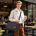 ESTARER Men Messenger Bag 15.6 inch, Computer Work Bag Water-resistant Canvas, Laptop Shoulder Bag Briefcase Satchel, Dark Grey