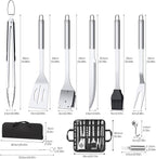 22PCS BBQ Grill Set, BBQ Grill Tools Set for Outdoor Grill with Hooks & Carry Handbag, BBQ Tools Grilling Accessories Kit for Camping/Backyard, Grilling Gifts for Men Dad