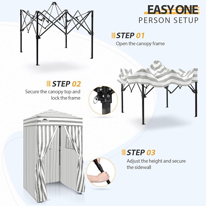 EAGLE PEAK Flex Ultra Compact 4x4 Pop-up Canopy, Sun Shelter, Changing Room, Portable Privacy Canopy Cabana for Pool, Fashion Photoshoots, or Camping, Gray/White