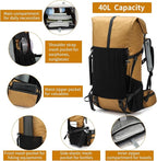 Hiking Backpack,30L +10L Extra Large Capacity Hiking Bag,Internal Frame Camping Backpack,Upgraded X-PAC Lightweight Sport Daypack Travel Backpacks Fit For Mountain Climbing Camping (Brown)