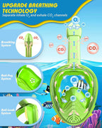 QingSong Kids Snorkel Mask Full Face, Snorkeling Set with Camera Mount, Foldable 180 Degree Panoramic View Snorkeling Gear Anti-Fog Anti-Leak