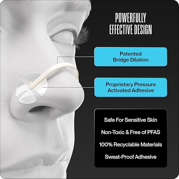 Dream Recovery Second Wind Nasal Strips - Nose Strips for Breathing, Sleep and Athletic Performance - Snore Relief and Congestion Support - Sand, 30 Count