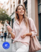 Slim Portable Charger 10000mAh, Travel Power Bank with Built-in USB-C Cable & LED Display, 22.5W Fast Charging Battery Pack Compatible with iPhone 16 15 Samsung S24 S23 -Pink