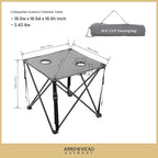 ARROWHEAD OUTDOOR 26” (66cm) Portable Camping Folding Table, 2 Cup Holders, Square, Carrying Case, Steel Frame, High-Grade 600D Canvas