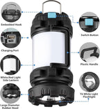 2 Pack Camping Lantern, Outdoor LED Camping Light, Rechargeable Flashlights with 1000LM, 6 Modes, 4000mAh Power Bank, IPX5 Waterproof Portable Emergency Camp Light for Hurricane Survival - Black