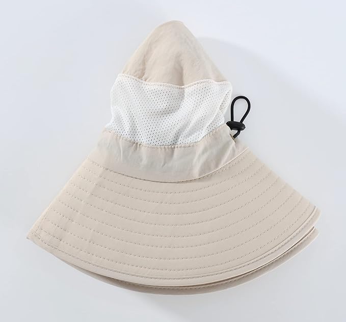 Home Prefer Outdoor UPF50+ Mesh Sun Hat Wide Brim Fishing Hat with Neck Flap Sun Hat for Men Women