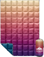 zzlamb Camping Blanket, Outdoor Lightweight Travel Blanket Puffy Portable Down Alternative, Windproof Warm Cloak with Snaps, Cozy Quilt Backpacking Picnic RV Plane Car Hammock Beach Climbing