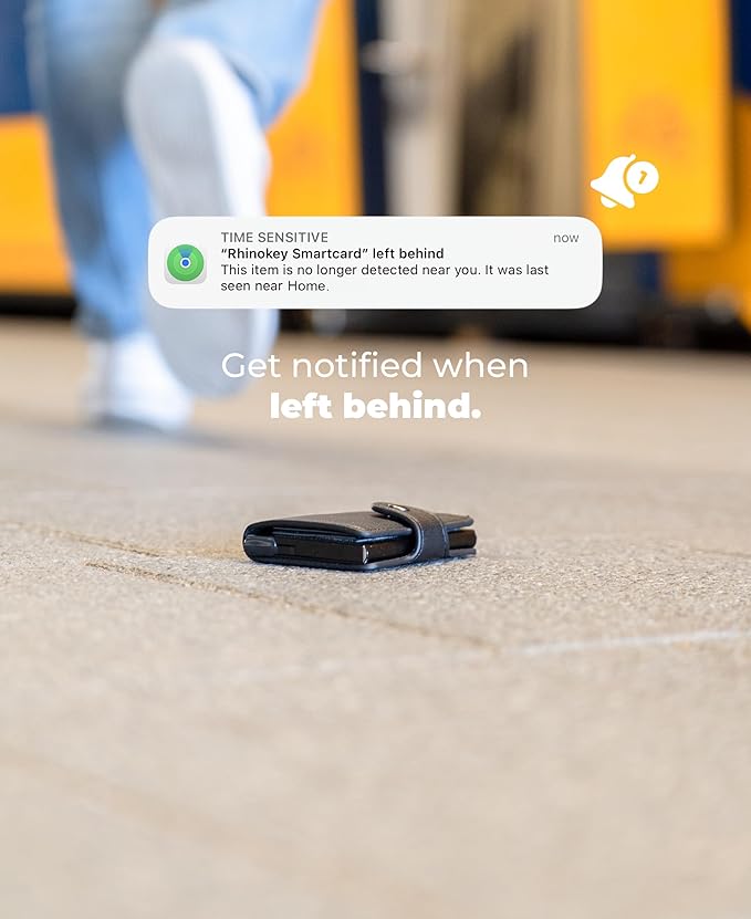 Rhinokey® Wallet Tracker Card (iOS Only) - Slim Rechargeable 1.8mm Thin Tracker Airtag Wallet IP68 Waterproof Apple Find My Luggage Tags Item Finder with Key Chain Hole