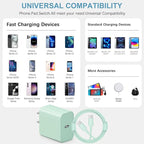 10FT iPhone 17 16 15 Charger Fast Charging USB C Charger Block Type C Chagrer Fast Charging 2-Pack for iPhone 17/17 Plus/17 Pro/17 Pro Max/iPhone 16/16 Plus/16 Pro/16 Pro Max/15/15 Pro Max(Green)