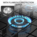 36 Inch Gas Cooktop Propane Stove, 5 Burner Built-in Gas Stove Top with Tempered Glass Panel, NG/LPG Dual Fuel Auto Ignition Propane Cooktop with Thermocouple Protection