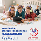 SIMOLIO Kids Headphones for School, Safe Volume Limiter Headphone with Microphone, Adjustable Sturdy & Foldable, Stereo Wired Headsets for Child, Toddler, Boys, Girls, Online Course (Green)