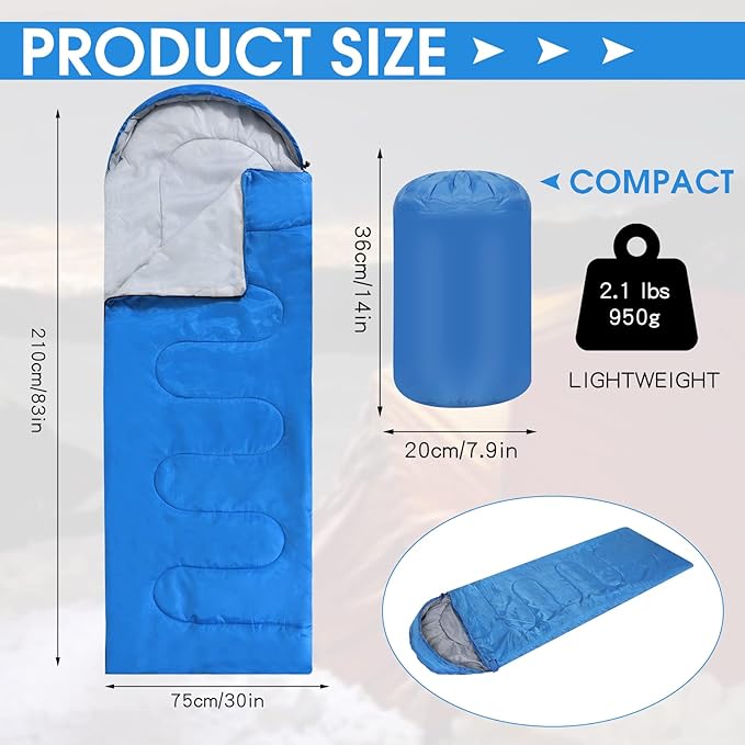 Macarrie 10 Pcs 0 Degree Camping Sleeping Bags Bulk for Adults Cold Weather 4 Season Warm Sleeping Bag with Compression Sack for Homeless Donation Shelter Emergency Hiking