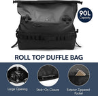 Haimont Large Waterproof Duffel Backpack Roll-Top Heavy Duty Dry Duffle Bag for Boating, Travel, Motorcycle, Kayaking, Camping, 60L