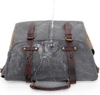 Messenger Bag for Men, Waterproof Genuine Leather Waxed Canvas Briefcase 15.6 Inch Laptop Larger Shoulder Bag with Key Bag