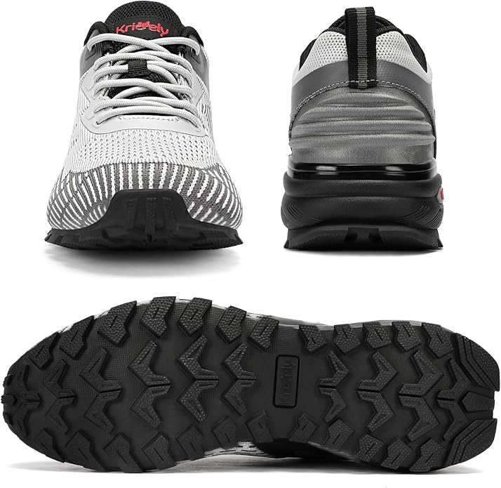 Kricely Men's Trail Running Shoes Non Slip Hiking Shoes Tennis Shoes Fashion Sneakers Workout Footwear