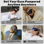 Silk Cordless Heated Eye Mask for Dry Eyes, Light Blocking Warm Eye Compress, Improved Sleep, with 3 Heat Settings, Washable Heating Pad for Migraine, Travel, Rechargeable, Men Women