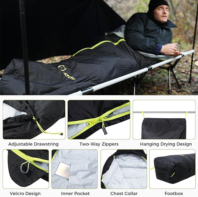 ATEPA Synthetic Mummy Sleeping Bag for Adults, Lightweight Cold Weather Compact Packable Waterproof Sleeping Bag with Compression Sack for Backpaking Hiking Camping