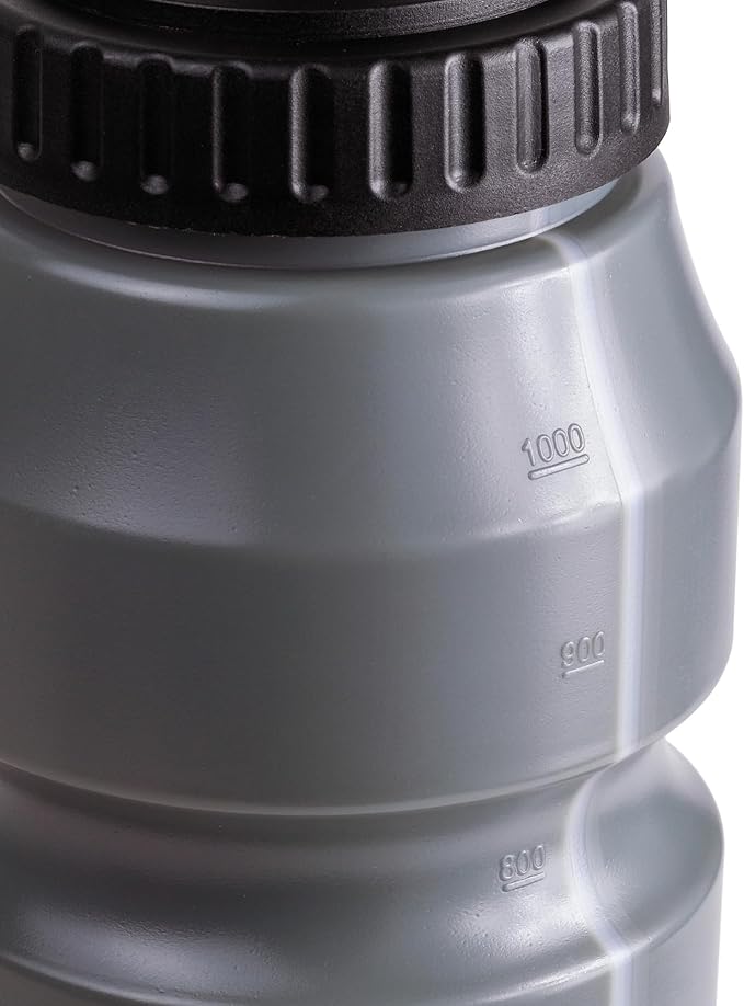 Cannon Sports 1 Liter Sports Water Bottle, BPA-Free, 34 Oz Capacity, Large Mouth, 2 lids (Straw and Squeeze), Great For Helmet Sports Such As Hockey, Lacrosse, Football, Boxing (6 Pack) (Gray)