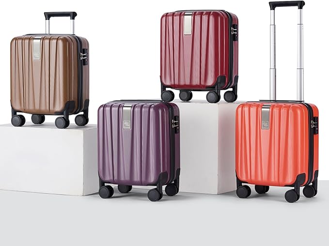 Hanke 14 Inch Underseat Carry On Luggage with Wheels Hard Shell Suitcases Lightweight Small Luggage for Weekender Mini Suitcase Carry On Bag Travel Luggage for Travel Rolling Suitcase.(Burgundy)