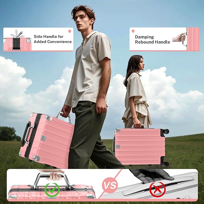 Krute Luggage 28 Inch Aluminum Frame Luggages TSA Lock No Zipper Checked Suitcase with Spinner Wheels Hardshell Lightweight PC+ABS Large Suit Case