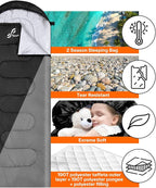 Sportneer Sleeping Bag, 3 Seasons Warm Cold Weather Sleeping Bags for Adults Kids Boys Girls with Compression Sack- Lightweight Camping Essentials Gear Accessories, Backpacking, Hiking