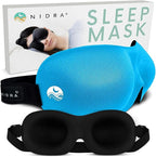 Nidra Contoured Sleep Mask for Side Sleepers – Zero Pressure Fit, Light Blocking Eye Shade for Sleeping & Travel – Blue, Standard Size