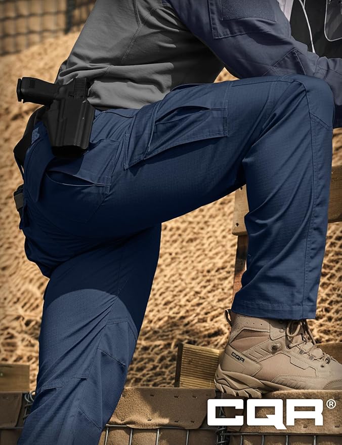 CQR Men's Tactical Pants, Water Resistant Ripstop Cargo Pants, Lightweight EDC Work Hiking Pants, Outdoor Apparel