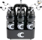 Cannon Sports 1 Liter Sports Water Bottle, BPA-Free, 34 Oz Capacity, Large Mouth, 2 lids (Straw and Squeeze) with Carrier, Great For Helmet Sports Such As Hockey, Lacrosse, Football, Boxing (Black)