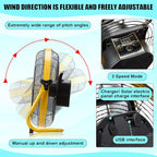 14 Inch Solar Panel Powered Fan, 2 in 1 Solar Panel or AC Charger Powered Fan 12W 9V Portable for Chicken Coop Greenhouse Household Exhaust Camping Travel Outdoor(Yellow)