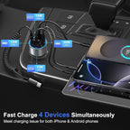 Car Charger 5 Pack, 65W 12V USB Multi Port QC/PD 3.0 Fast Charge Cigarette Lighter Adapter Dual USB-C & USB-A Cargador Carro Car Phone Charger Plug for iPhone 17 16 15 14 13 Galaxy Android(Gray)