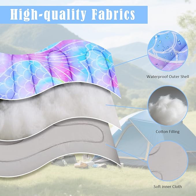 Camping Sleeping Bag for Kids Girls Boys,3 Season Warm Sleeping Bag Waterproof Portable for Outdoors Traveling,Camping