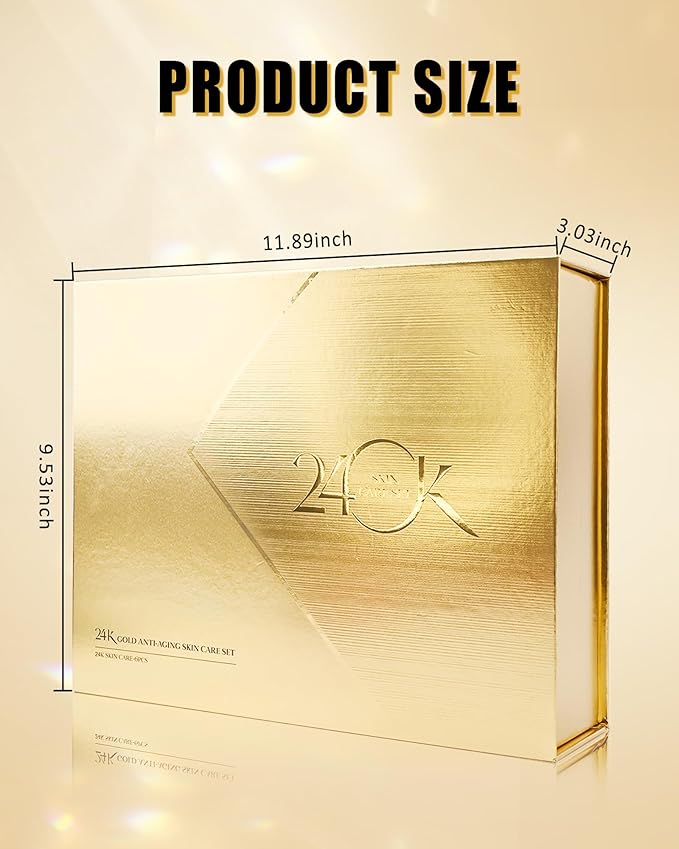 24K Gold Skin Care Set,6 in 1 Hydrate Firm Skincare Gift Toiletries Set,Moisturizing Soft Facial Skin Care Product Kit for Wrinkles Fine Lines,Women's Mother’s Day Skin Care Gift Kit for Women Mom