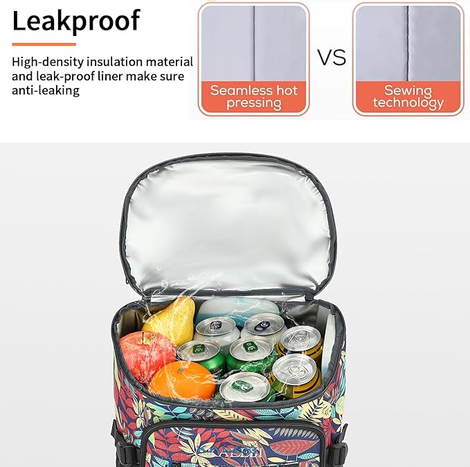Kalesi Cooler Backpack 36 Cans Lightweight Insulated Backpack Cooler Leak-Proof Travel Camping Lunch Backpack Outdoor Cutlery Backpack for Men and Women