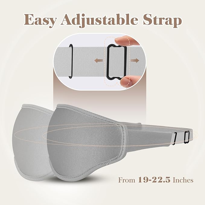 3D Cooling Eye Mask Sleep Mask for Men & Women, 100% Pressure-Free & Light Block-Out Eye Mask for Sleep with Easy Adjustable Strap, Night Eye Cover for Travel, Grey