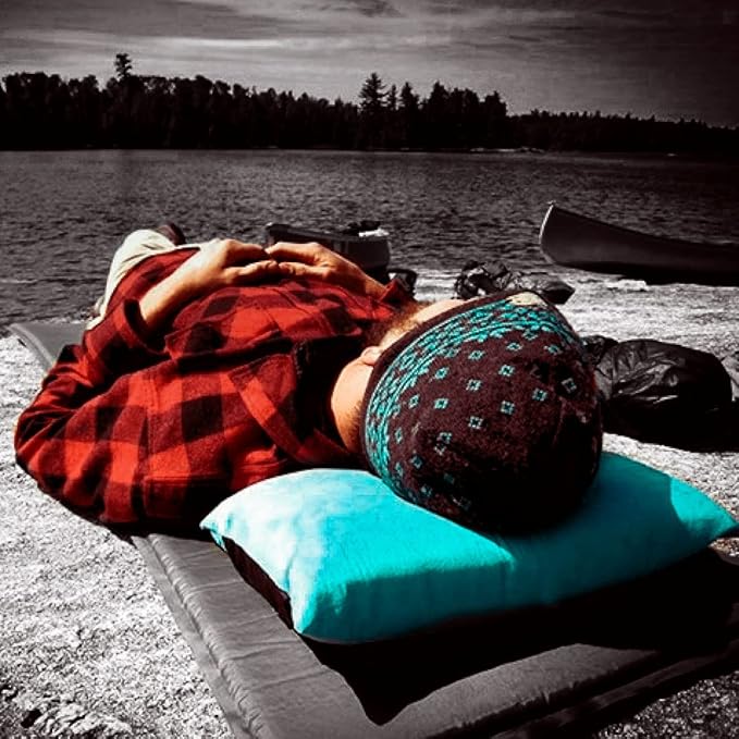 ZOOOBELIVES Down Filled Camping Pillow for Travel, Washable Soft Cover, Small Camp Cushion for Neck & Lumbar Support On-The-Go, Ultralight & Compressible for Hiking Backpacking - AlpliveS2046