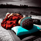 ZOOOBELIVES Down Filled Camping Pillow for Travel, Washable Soft Cover, Small Camp Cushion for Neck & Lumbar Support On-The-Go, Ultralight & Compressible for Hiking Backpacking - AlpliveS2046