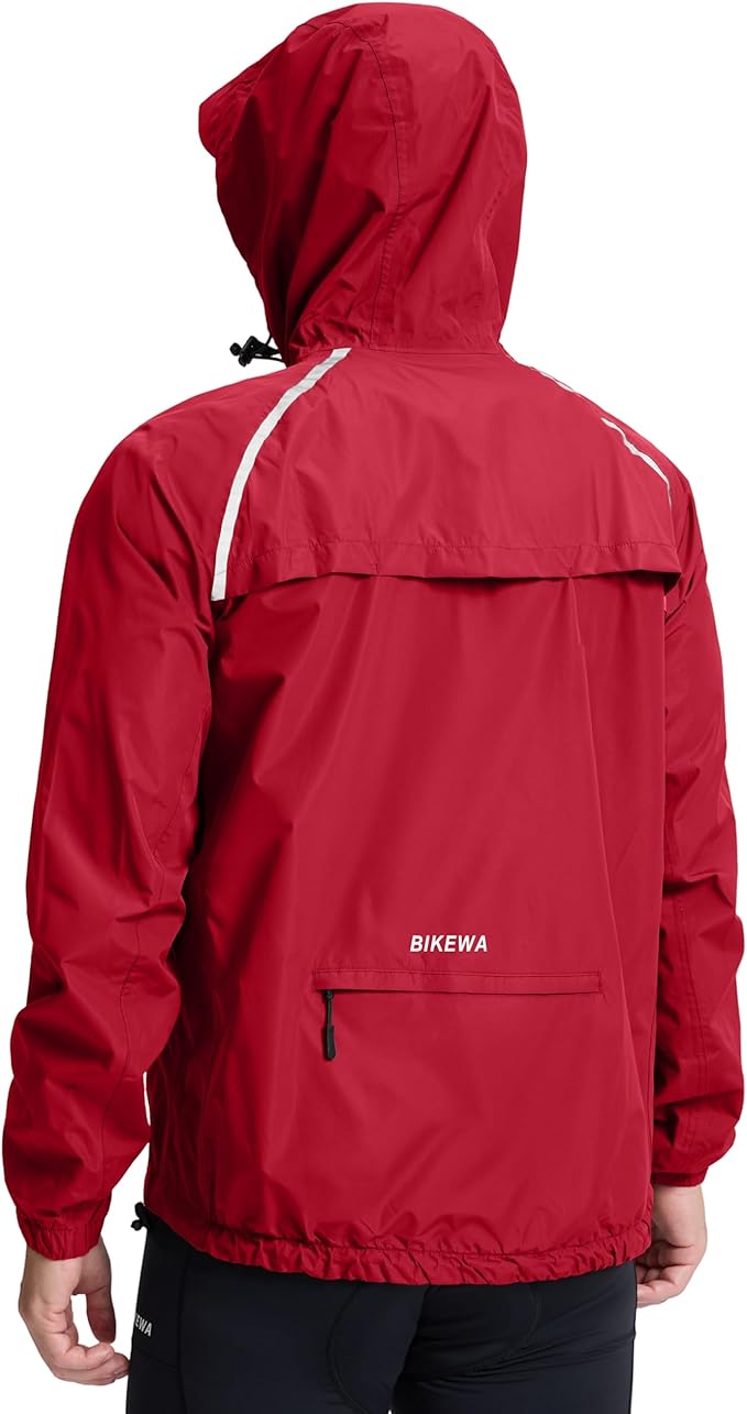 Men's Cycling Rain Jackets Waterproof Running Bike Windbreaker Lightweight Packable Hooded Jacket