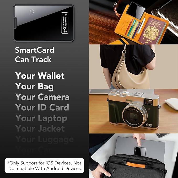 2026 New [Apple MFi Certified] Slim Wallet Tracker Card 0.09in for Apple Find My (iOS Only), GPS Tracker Card (2 Pack) for Airtag Wallet, Wireless Charging, Key Finder and Item Locator for Passport