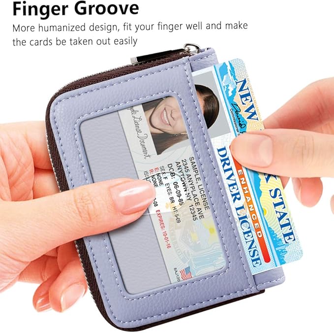 FurArt Zipper Wallet Women, RFID Blocking Credit Card Wallet, Business Card Holder, Compact Size KeyChain Wallet