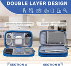 CAAORDKSO Travel Cord Organizer Case, Electronic Accessories Bag, Tech Electronic Case, Electronics Travel Organizer Bag for Cable, USB, Cord, Charger, Phone, Power Bank, Earphone (Blue, Large)