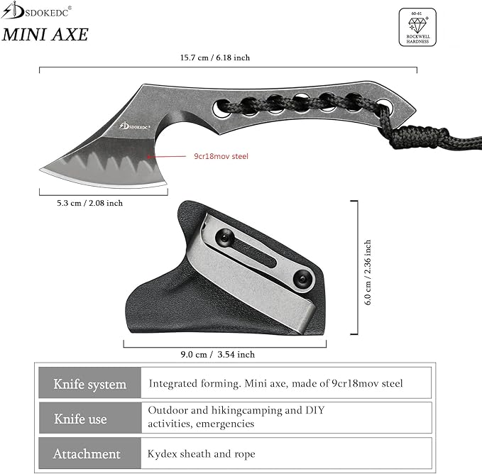 9CR18MOV Steel Mini Axe Tool With Sheath Survival Knives Fixed Blade Small Outdoor Camp Hatchet Camping Knife For Men EDC
