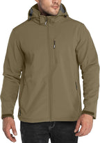 Outdoor Ventures Men's Lightweight Softshell Jacket Fleece Lined Hooded Water Resistant Winter Hiking Windbreaker Jackets