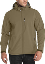Outdoor Ventures Men's Lightweight Softshell Jacket Fleece Lined Hooded Water Resistant Winter Hiking Windbreaker Jackets