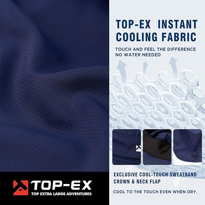 TOP-EX Cooling Sun Hat with Neck Flap – UPF 50+ Wide Brim Breathable Hat for Hiking, Fishing & Big Heads