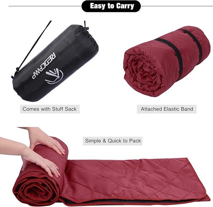 REDCAMP Large Waterproof Stadium Blanket for Cold Weather, Soft Warm Fleece Camping Blanket Windproof for Outdoor Sports, Red